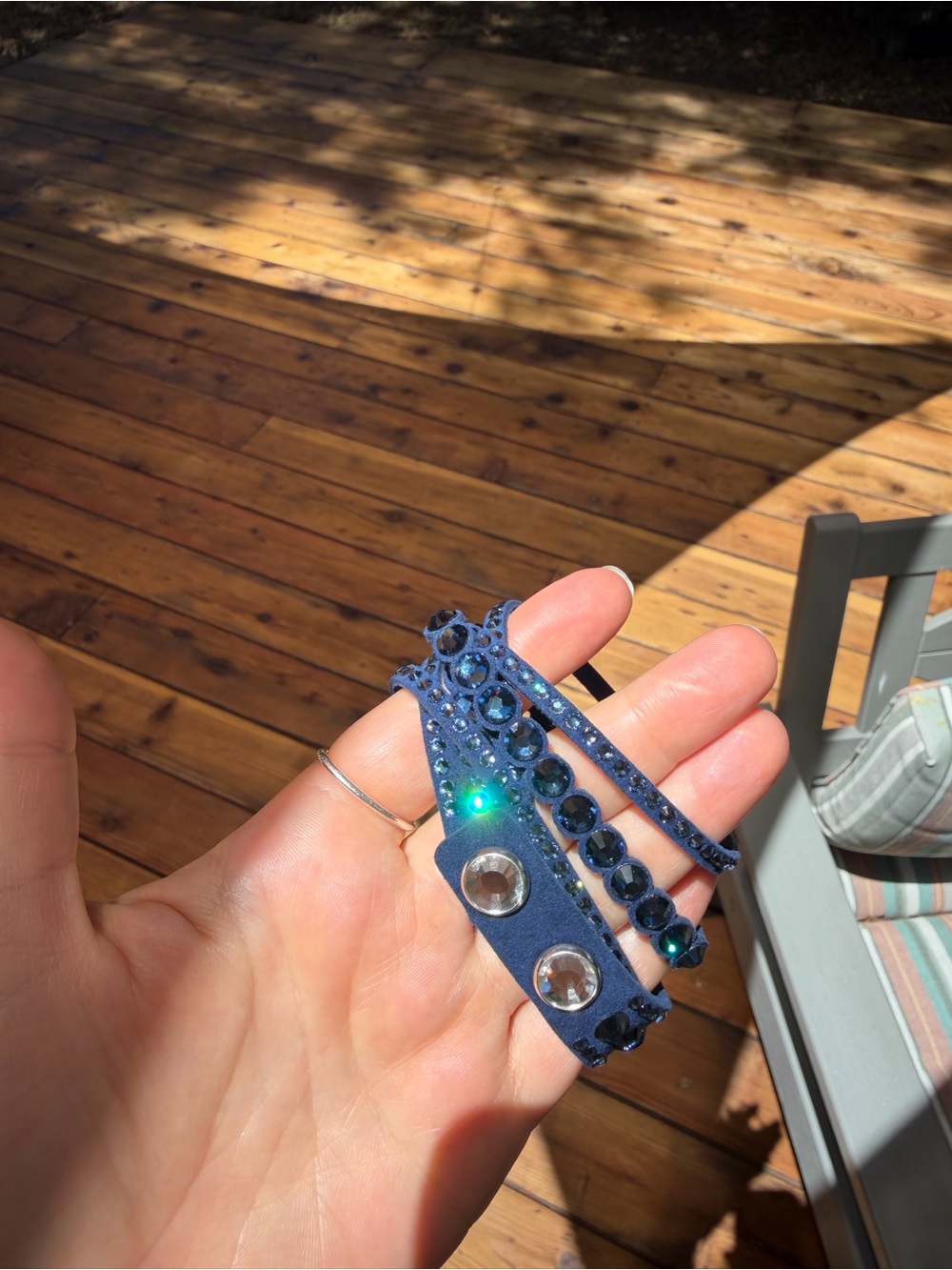 Sparkling Swarovski Blue Crystal Wrap Bracelet/ 15.5 - Picture 5 of 11